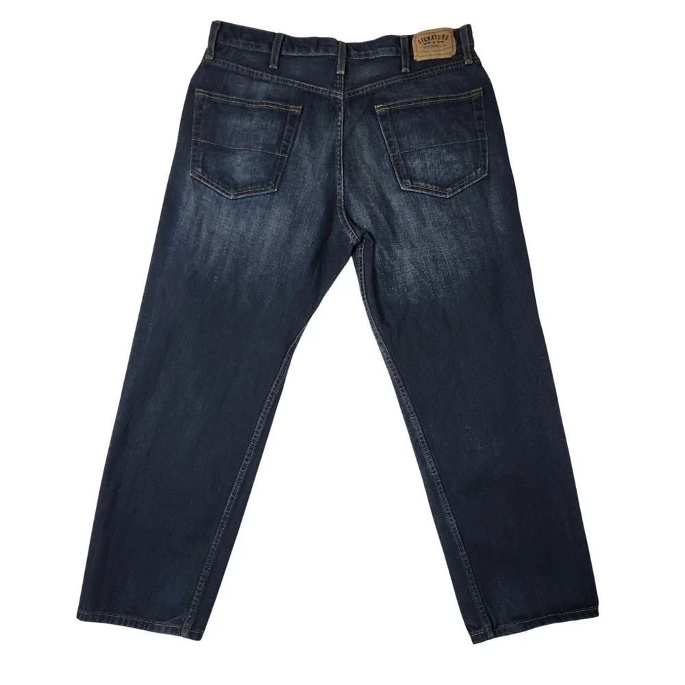 Signature by Levi Strauss Relaxed Jeans Mens 38x30 Dark‎ Wash Excellent Denim